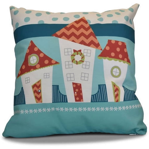 Simply Daisy 16" x 16" Coastal Houses Geometric Print Pillow