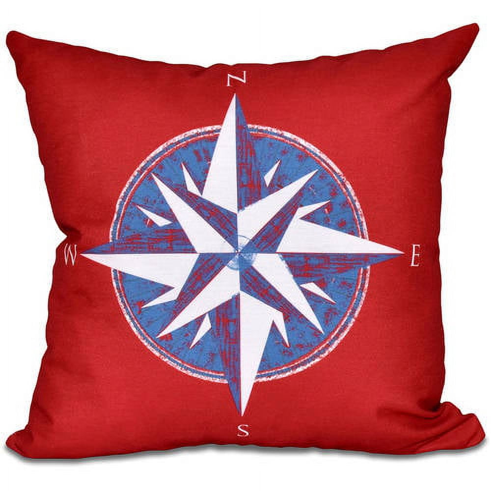 Simply Daisy 16" x 16" Compass Geometric Print Outdoor Pillow, Red