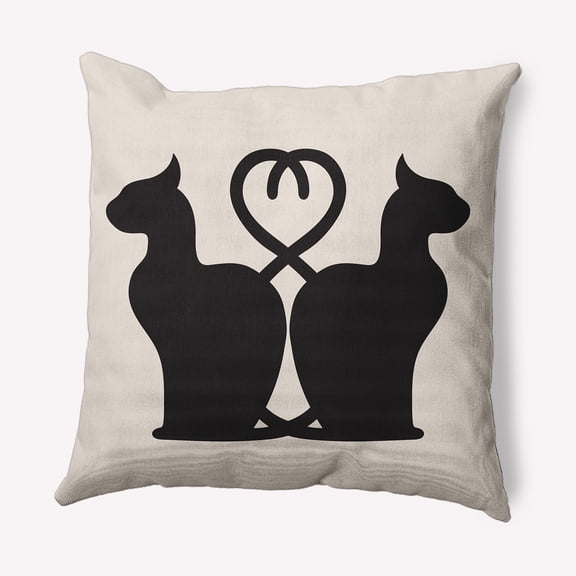 Simply Daisy 16" x 16" Conniving Cats Indoor/Outdoor Polyester Throw Pillow, Cream