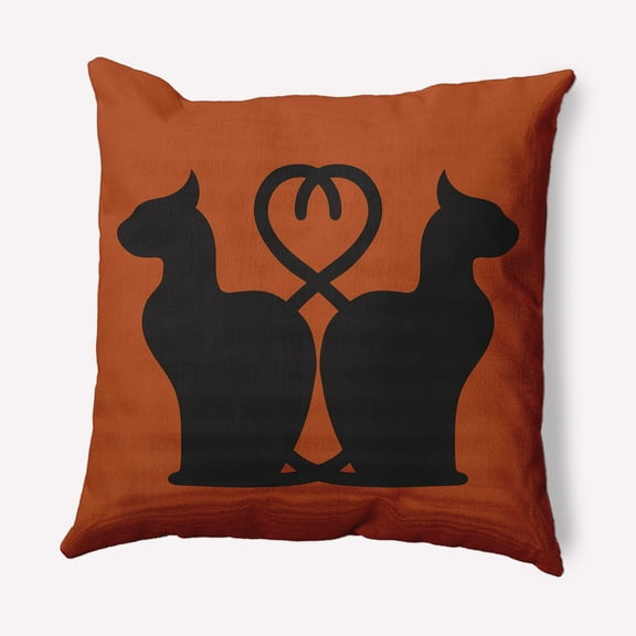 Simply Daisy 16" x 16" Conniving Cats Indoor/Outdoor Polyester Throw Pillow, Sienna