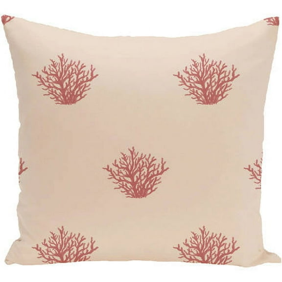 Simply Daisy 16" x 16" Coral Corral Coastal Print Outdoor Pillow