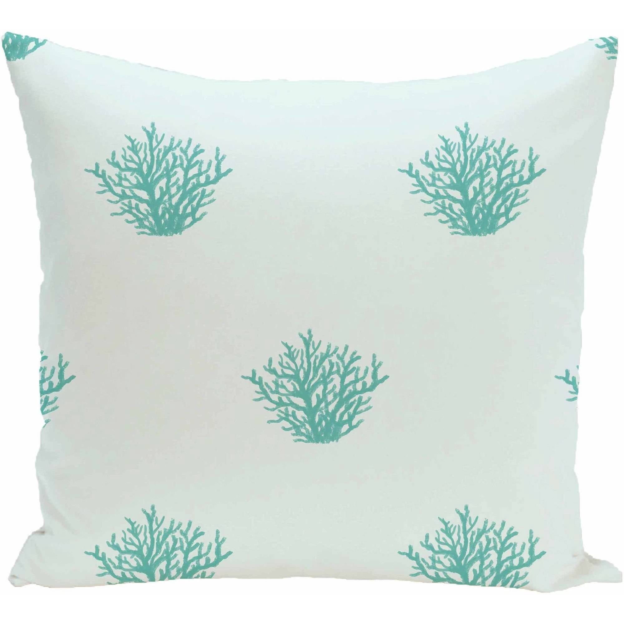 Simply Daisy 16" x 16" Coral Corral Coastal Print Pillow, Green