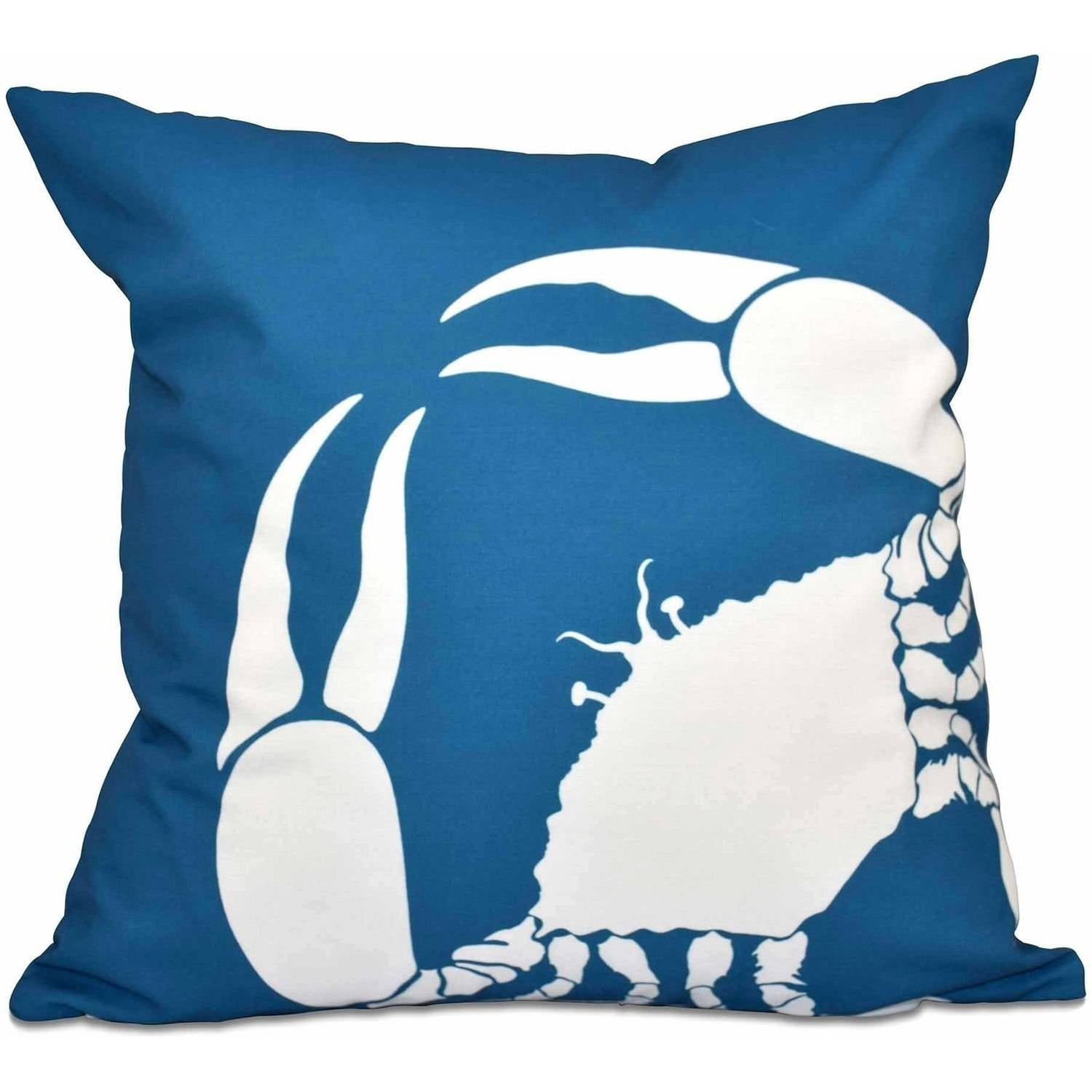 Simply Daisy 16" x 16" Crab Dip Animal Print Pillow, Blue