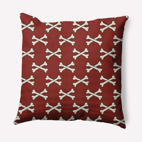 Simply Daisy 16" x 16" Cross Bones Decorative Throw Pillow, Maple Red