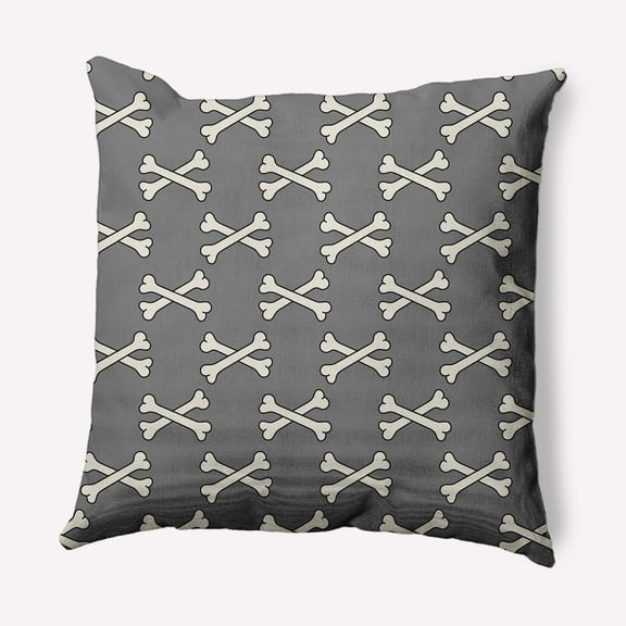 Simply Daisy 16" x 16" Cross Bones Decorative Throw Pillow, Steel Gray