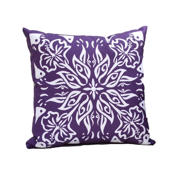 Simply Daisy, 16" x 16" Cuban Tile 3, Geometric Print Outdoor Pillow, Purple
