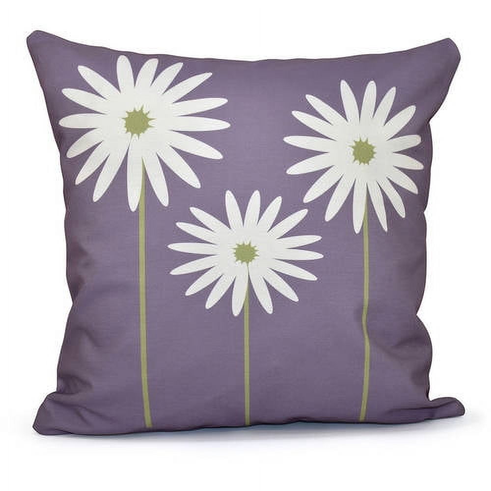Purple Floral Print Square Indoor/Outdoor Pillow