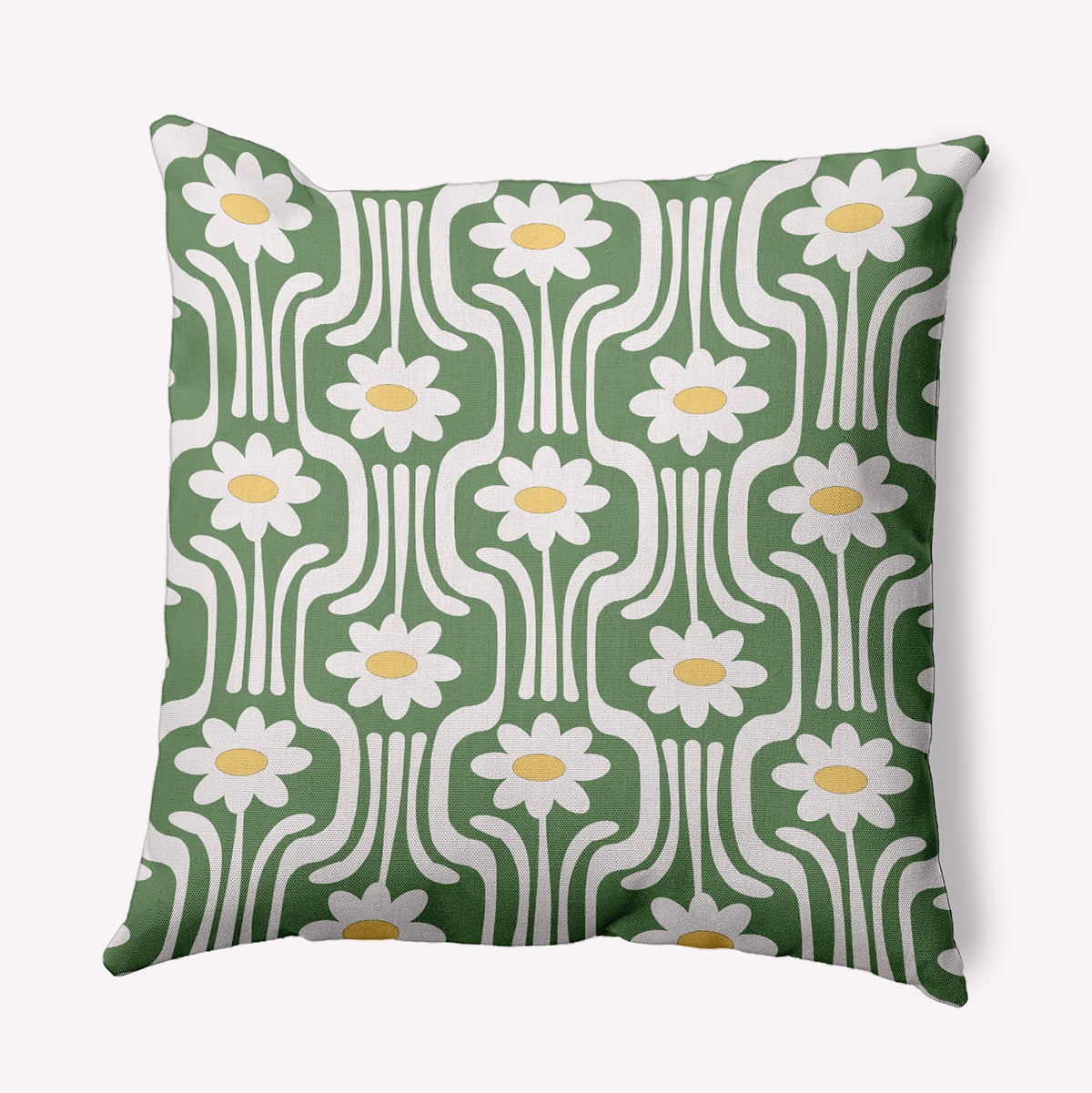 Simply Daisy 16" x 16" Daisys and Squiggles Decorative Throw Pillow, Edamame (1 count)