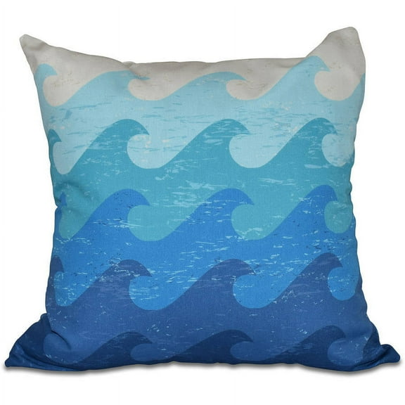 Simply Daisy 16" x 16" Deep Sea Geometric Print Pillow, Blue