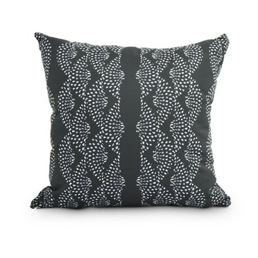 Simply Daisy, 16" x 16" Dotted Décor Black Stripe Print Decorative Outdoor Throw Pillow
