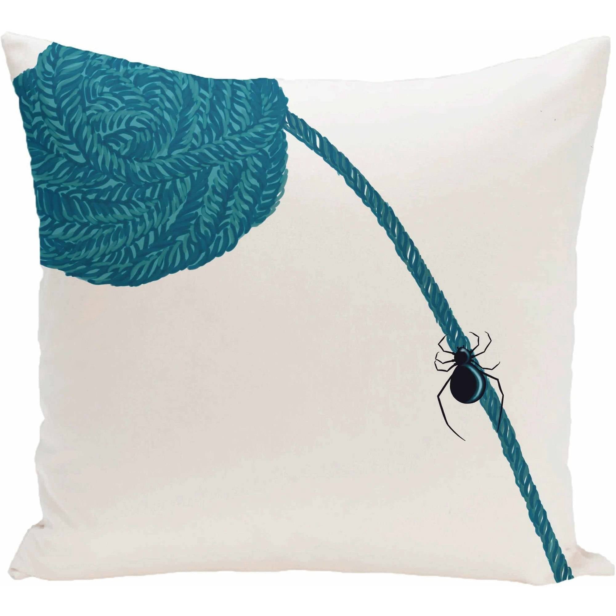 Simply Daisy 16" x 16" Eensy, Weensy Spider Holiday Print Pillow, Blue