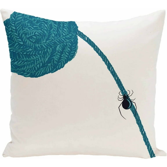 Simply Daisy 16" x 16" Eensy, Weensy Spider Holiday Print Pillow, Blue