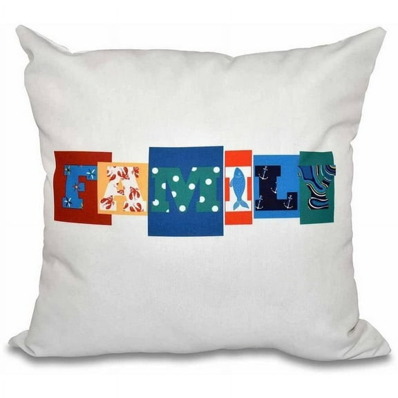 Simply Daisy 16" x 16" Family Fun Word Print Pillow, Multi-Red