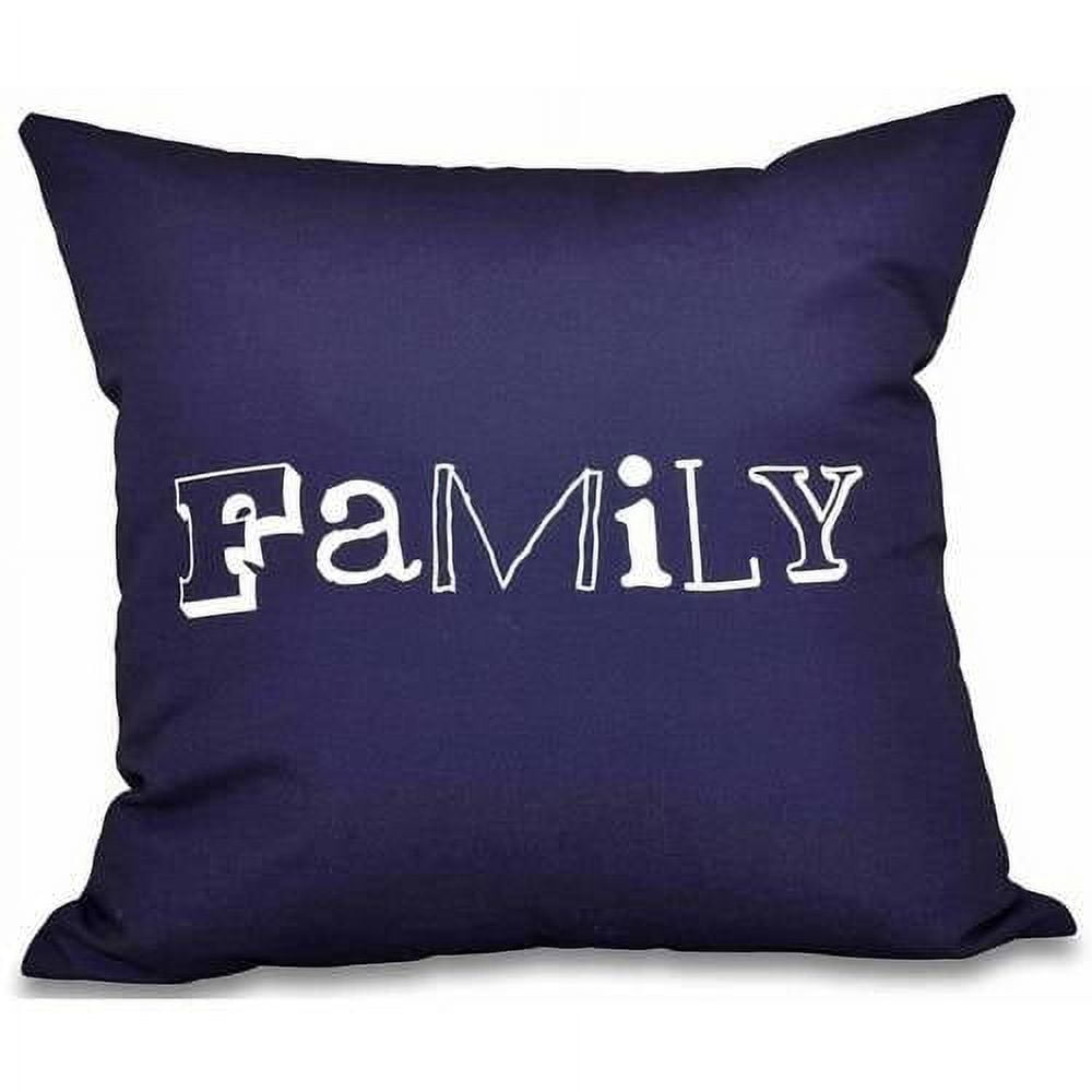 Simply Daisy 16" x 16" Family Word Print Pillow, Navy