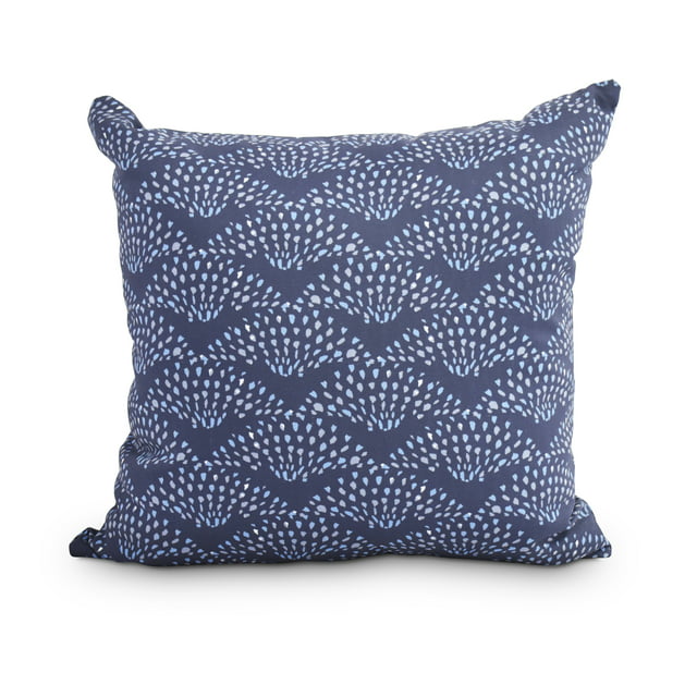 Simply Daisy, 16" x 16" Fan Dance Blue Geometric Print Decorative Outdoor Throw Pillow