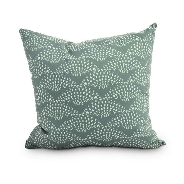 Simply Daisy, 16" x 16" Fan Dance Green Geometric Print Decorative Outdoor Throw Pillow