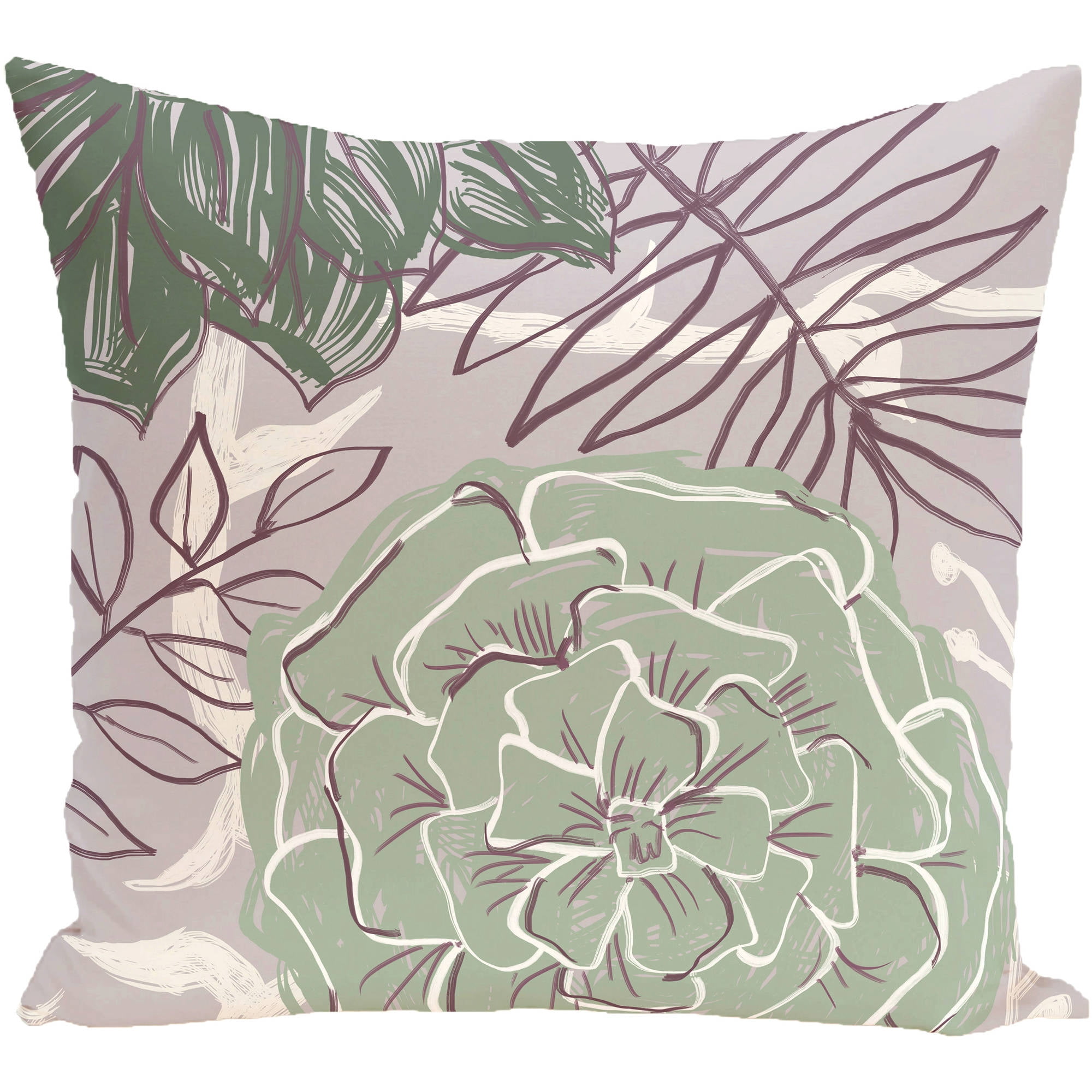 Simply Daisy 16" x 16" Flowers and Fronds Floral Print Outdoor Pillow