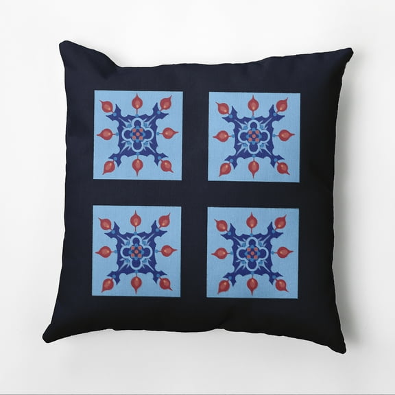 Simply Daisy 16" x 16" Four Square Geometric Outdoor Pillow, Navy (1 count)