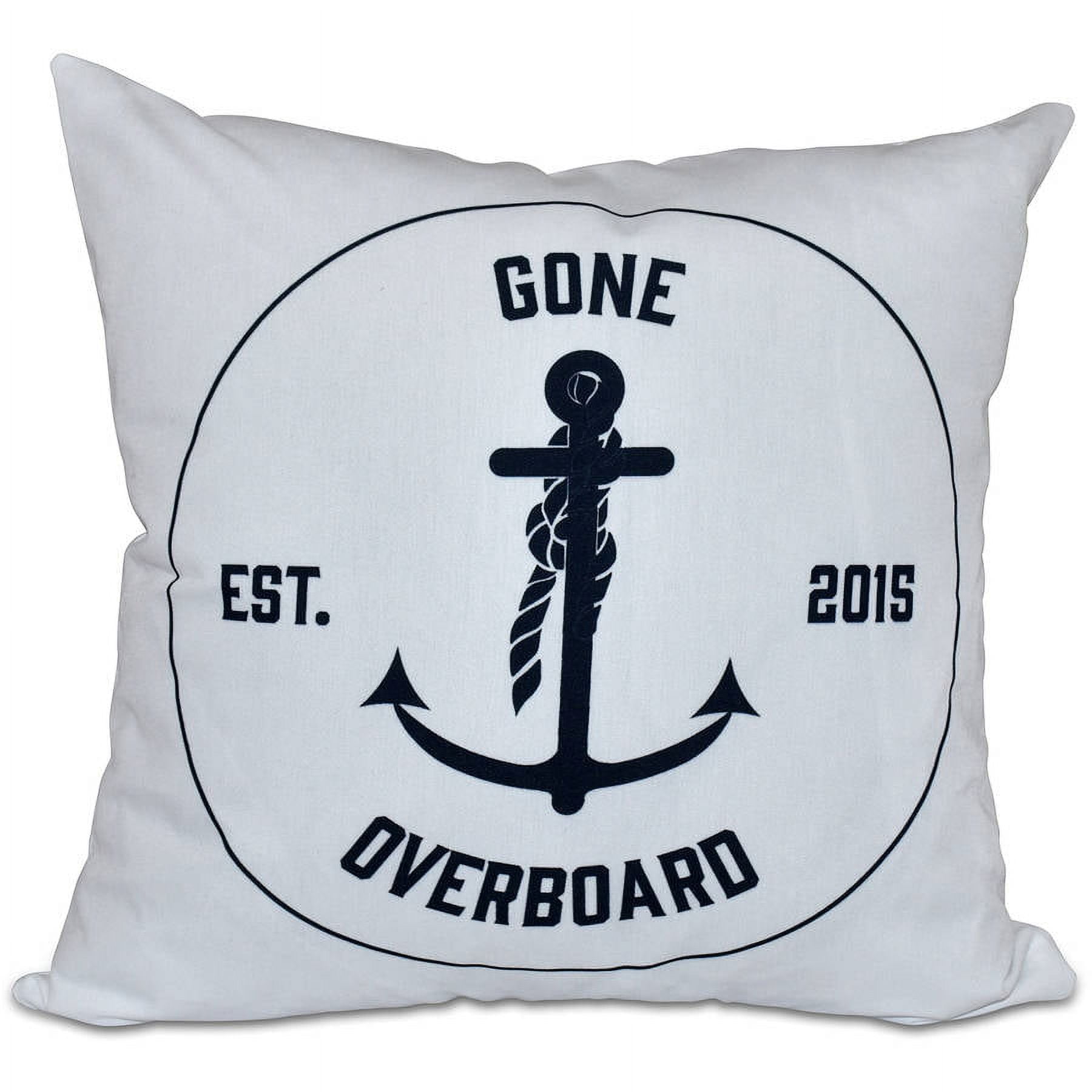 Simply Daisy 16" x 16" Gone Overboard Polyester Indoor/Outdoor Pillow, White (1 count)