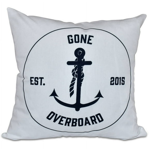 Simply Daisy 16" x 16" Gone Overboard Polyester Indoor/Outdoor Pillow, White (1 count)
