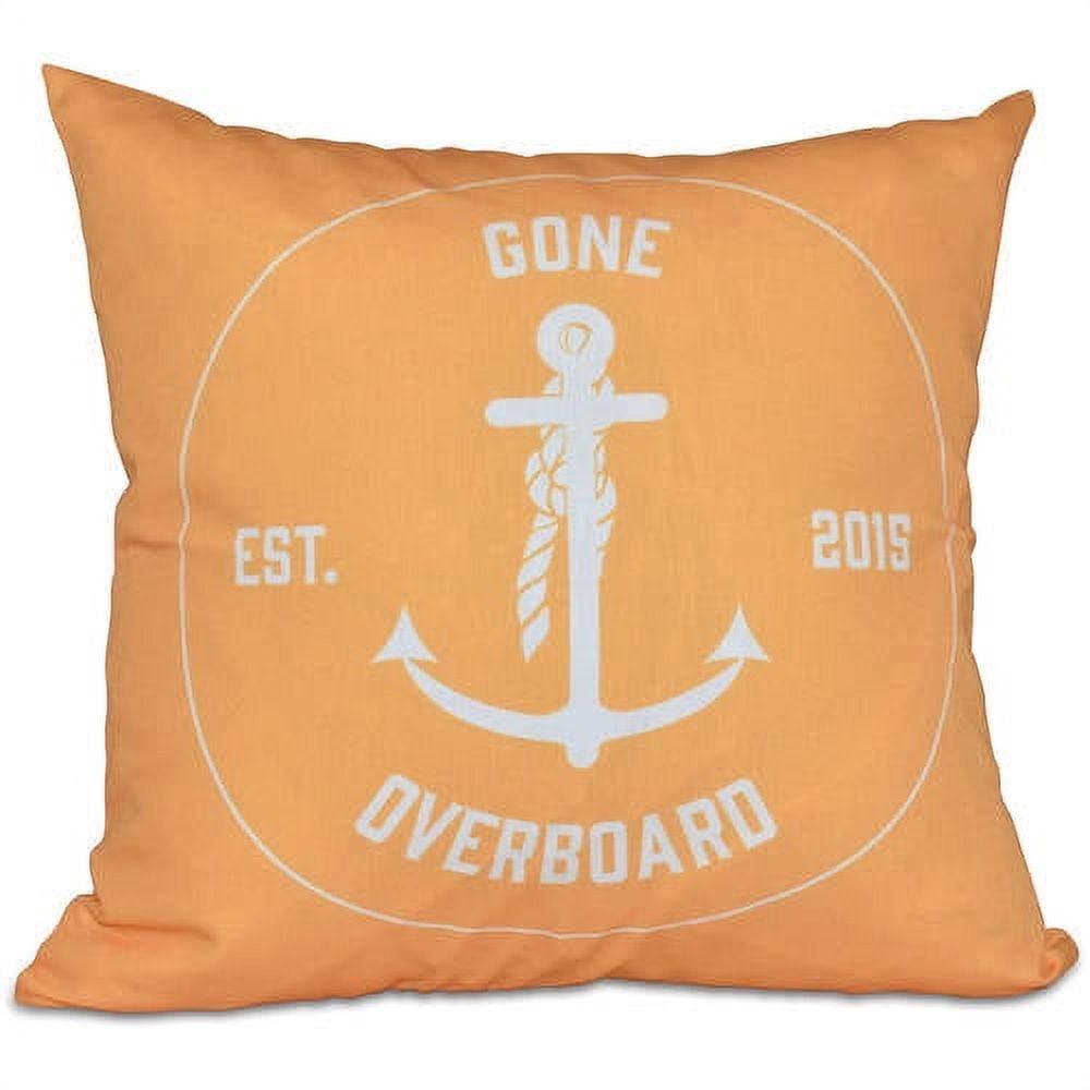 Simply Daisy 16" x 16" Gone Overboard Word Print Outdoor Pillow