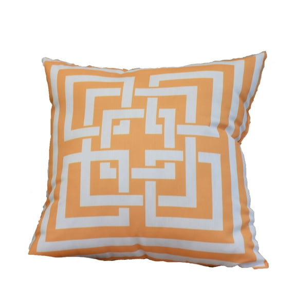 Simply Daisy, 16" x 16" Greek New Key, Geometric Print Outdoor Pillow, Yellow
