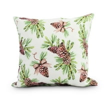 Simply Daisy, 16" x 16"Greenery Off White Holiday Print Decorative Outdoor Throw Pillow
