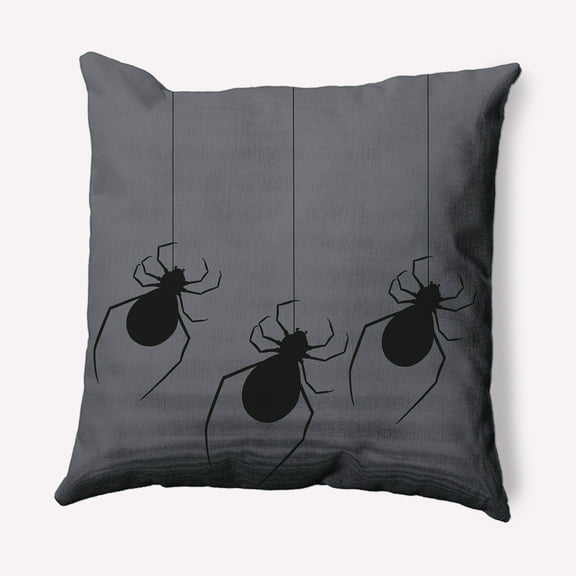 16" x 16" Simply Daisy Hanging Spiders Halloween Polyester Accent Pillow, Steel Gray Qty 1