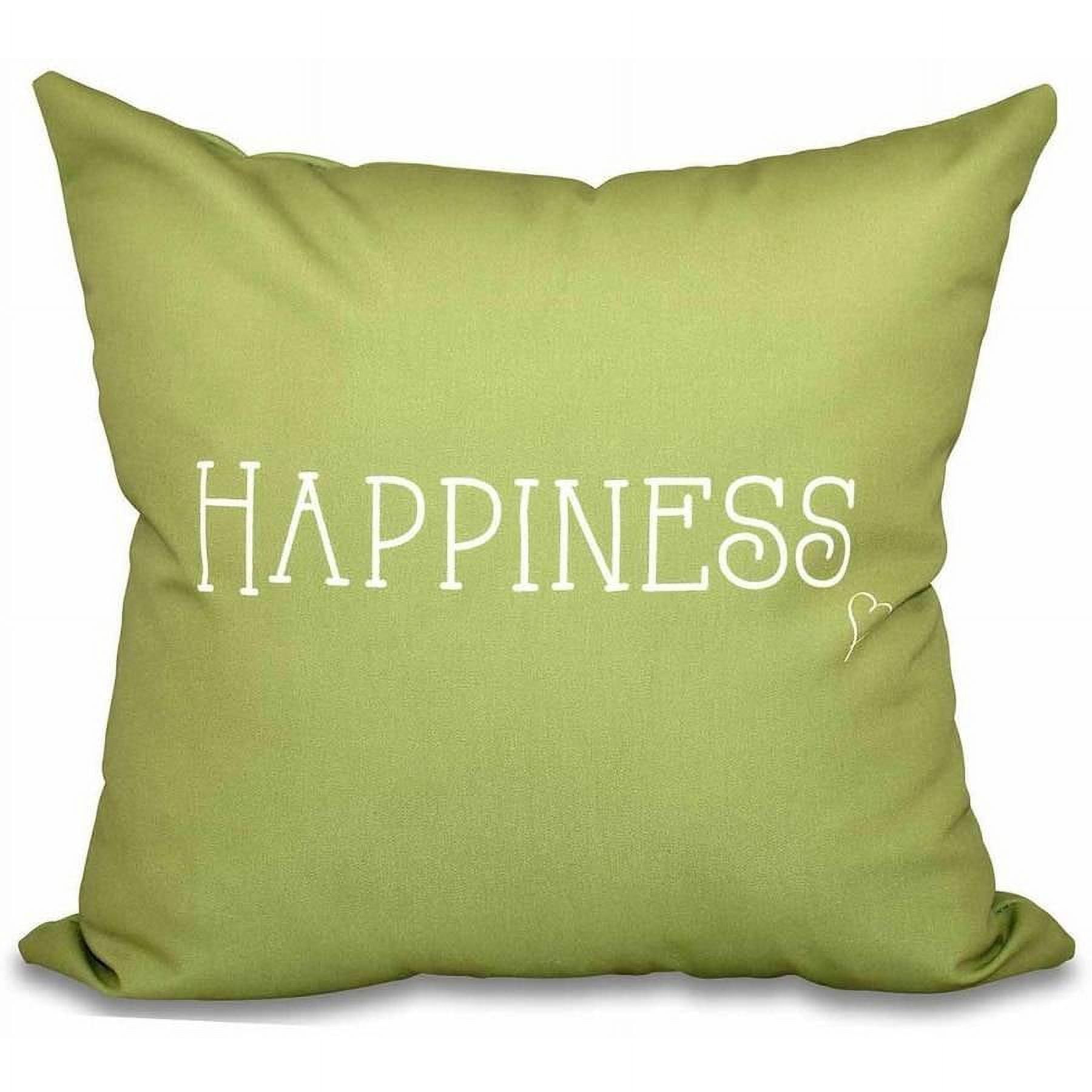 Simply Daisy 16" x 16" Happiness Word Print Pillow, Green
