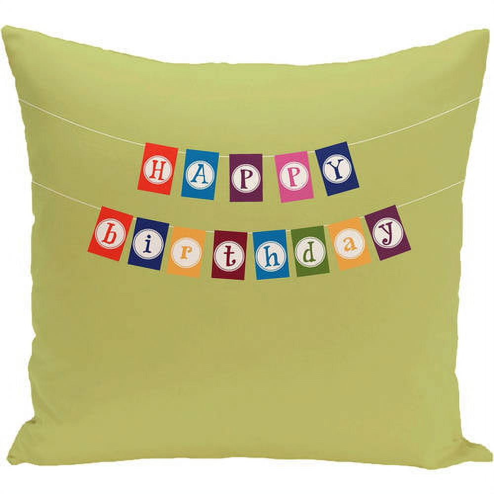 Simply Daisy 16" x 16" Happy Birthday Word Print Pillow