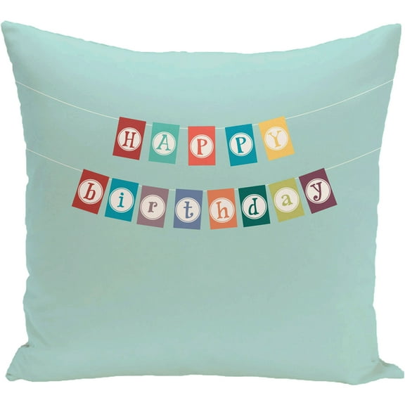 Simply Daisy 16" x 16" Happy Birthday Word Print Pillow