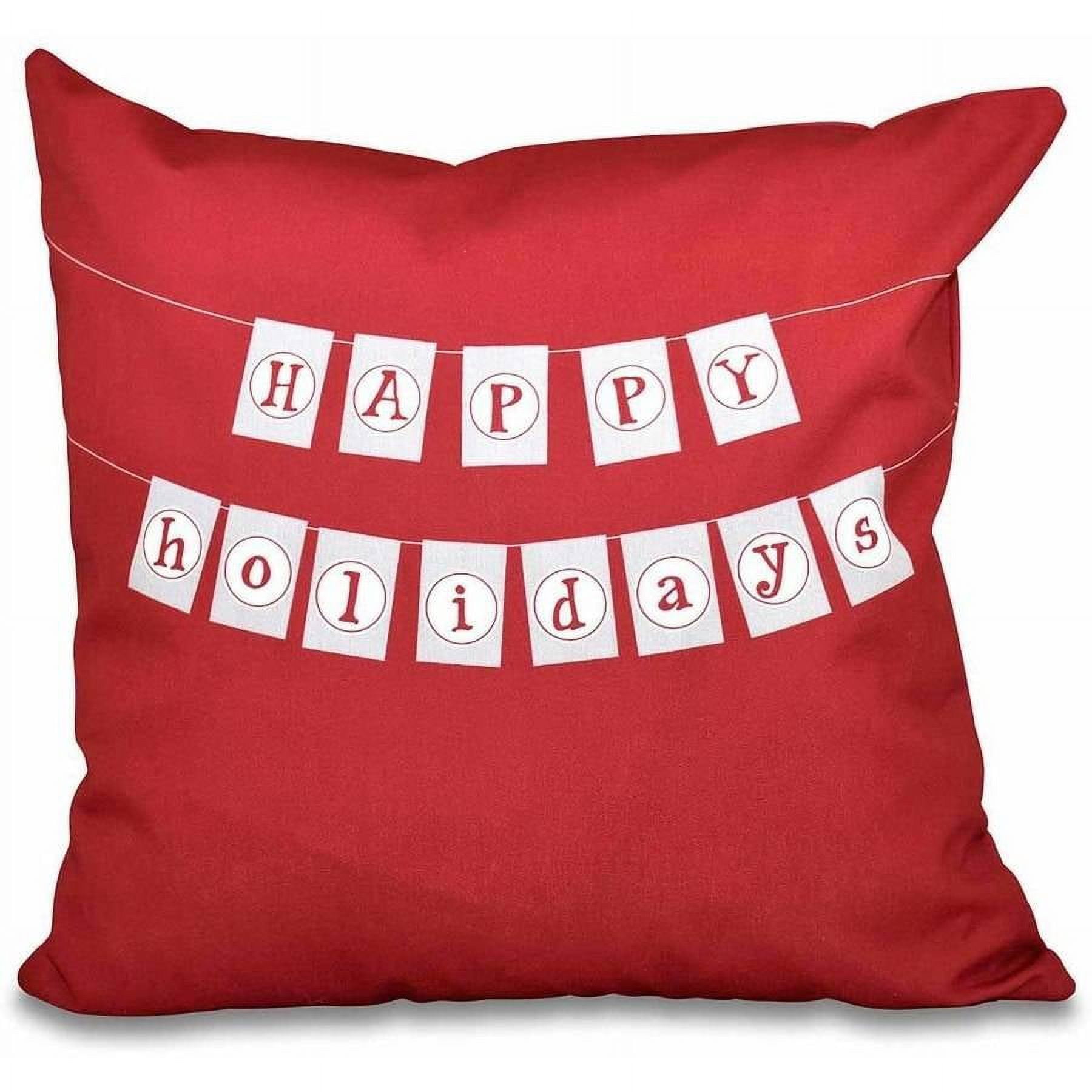 Simply Daisy 16" x 16" Happy Holidays Banner Word Print Pillow