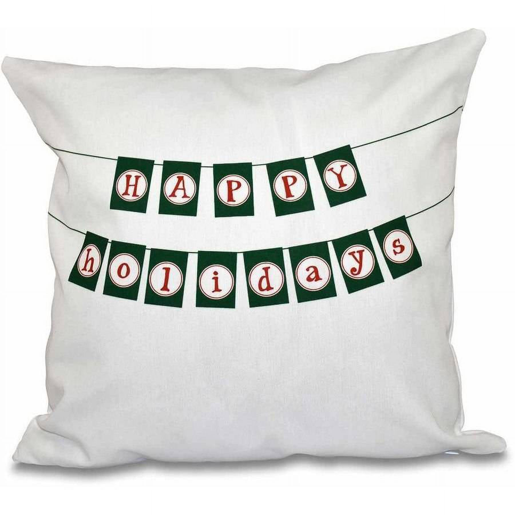 Simply Daisy 16" x 16" Happy Holidays Banner Word Print Pillow