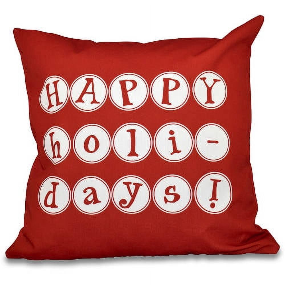 Simply Daisy 16" x 16" Happy Holidays Polyester Indoor/Outdoor Pillow, Red (1 count)