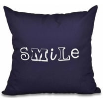 Simply Daisy 16" x 16" Happy Smile Word Print Pillow, Navy