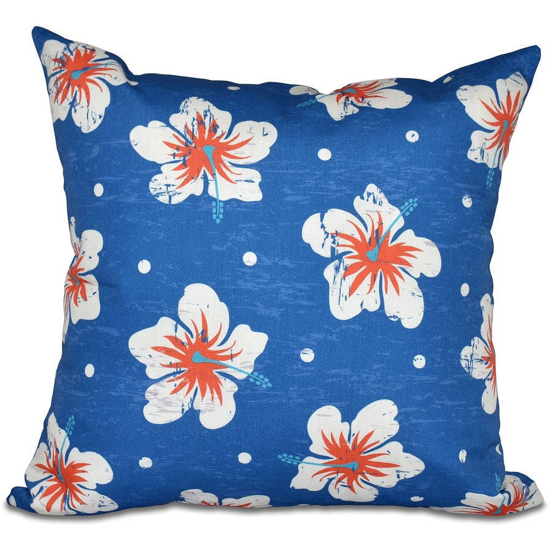 Simply Daisy 16" x 16" Hibiscus Blooms Floral Print Outdoor Pillow