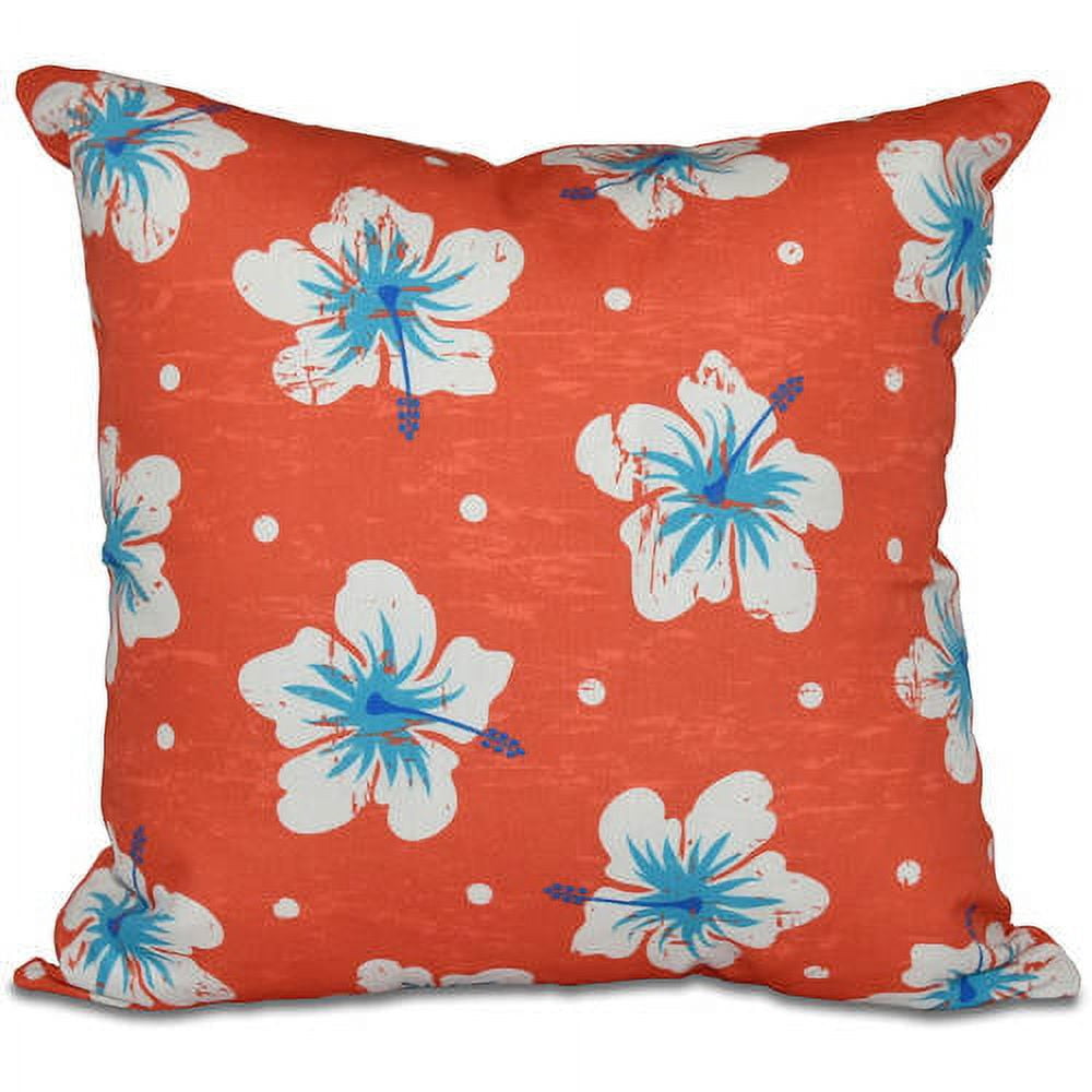 Simply Daisy 16" x 16" Hibiscus Blooms Floral Print Outdoor Pillow