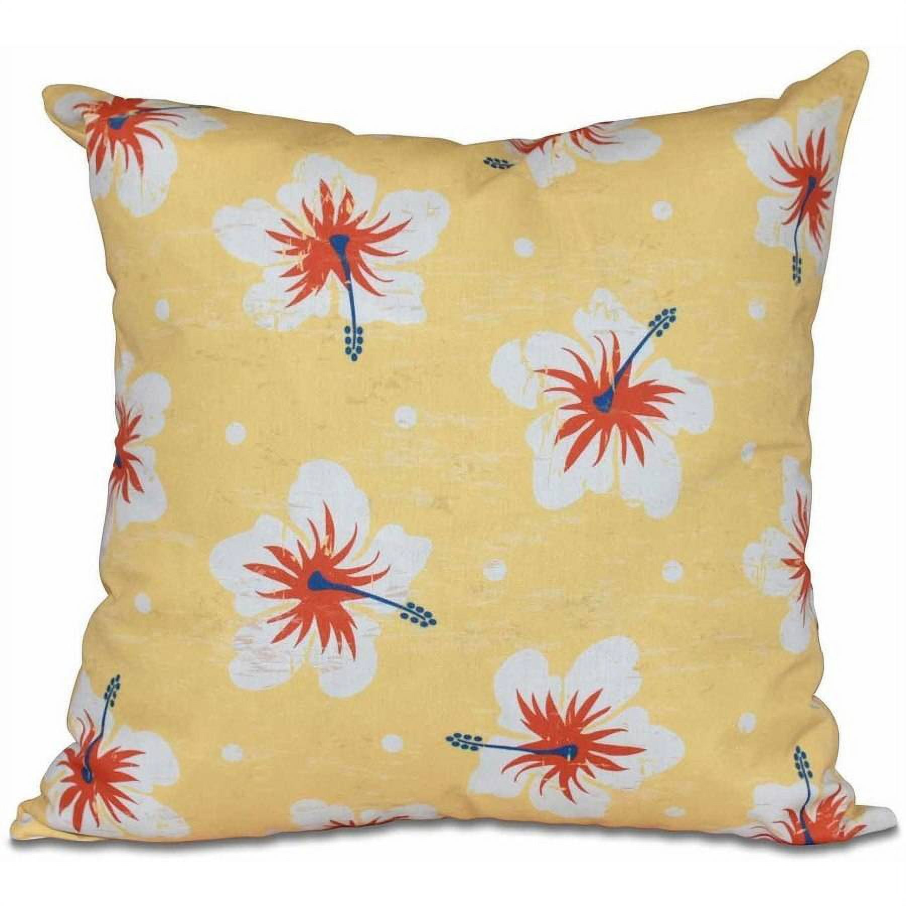Simply Daisy 16" x 16" Hibiscus Blooms Floral Print Pillow