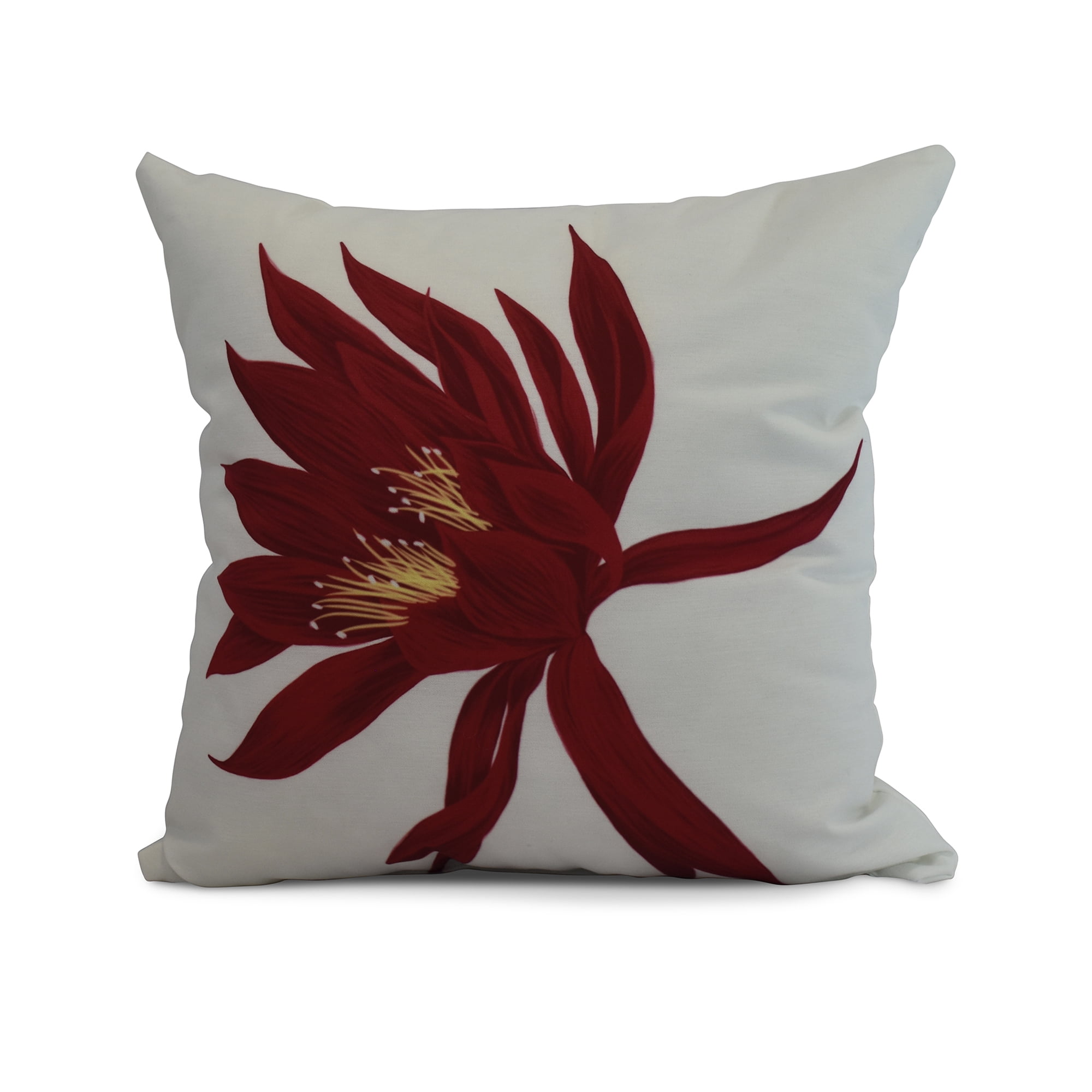 Simply Daisy, 16" x 16" Hojaver, Floral Print Outdoor Pillow, Red
