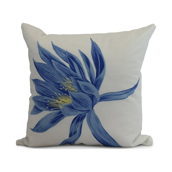 Simply Daisy, 16" x 16" Hojaver, Floral Print Outdoor Pillow, Royal Blue