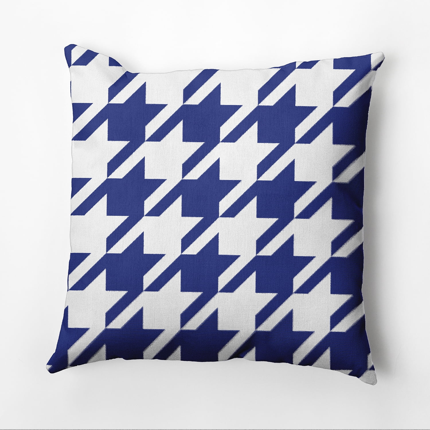 Simply Daisy 16" x 16" Houndstooth Geometric Outdoor Pillow, Royal Blue (1 count)