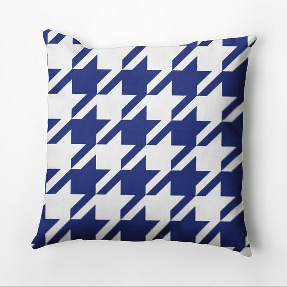 Simply Daisy 16" x 16" Houndstooth Geometric Outdoor Pillow, Royal Blue (1 count)