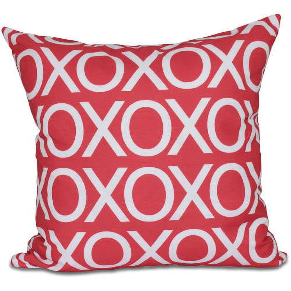 Simply Daisy 16" x 16" Hugs and Kisses Polyester Indoor/Outdoor Pillow, Red (1 count)