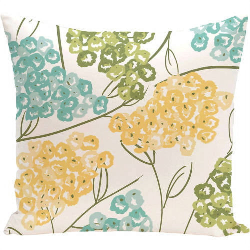Simply Daisy 16" x 16" Hydrangeas Floral Print Pillow, Yellow