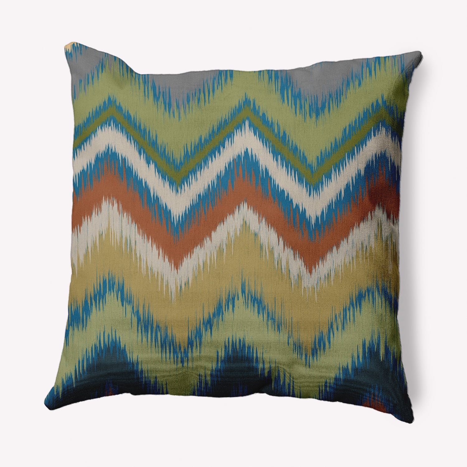Simply Daisy 16" x 16" Ikat Chevron Indoor/Outdoor Polyester Throw Pillow, Autumn Blue