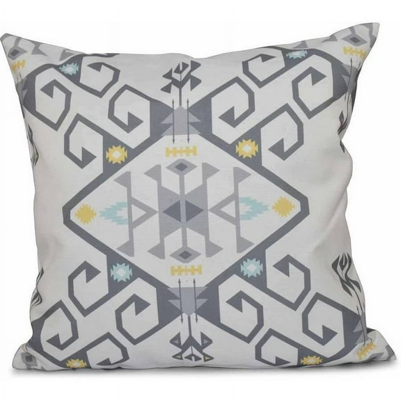 Simply Daisy 16" x 16" Jodhpur Medallion 2 Geometric Print Pillow, Grey