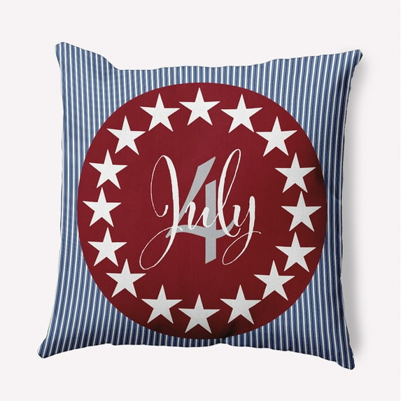 Simply Daisy 16" x 16" July Four Indoor/Outdoor Throw Pillow, Red (1 count)