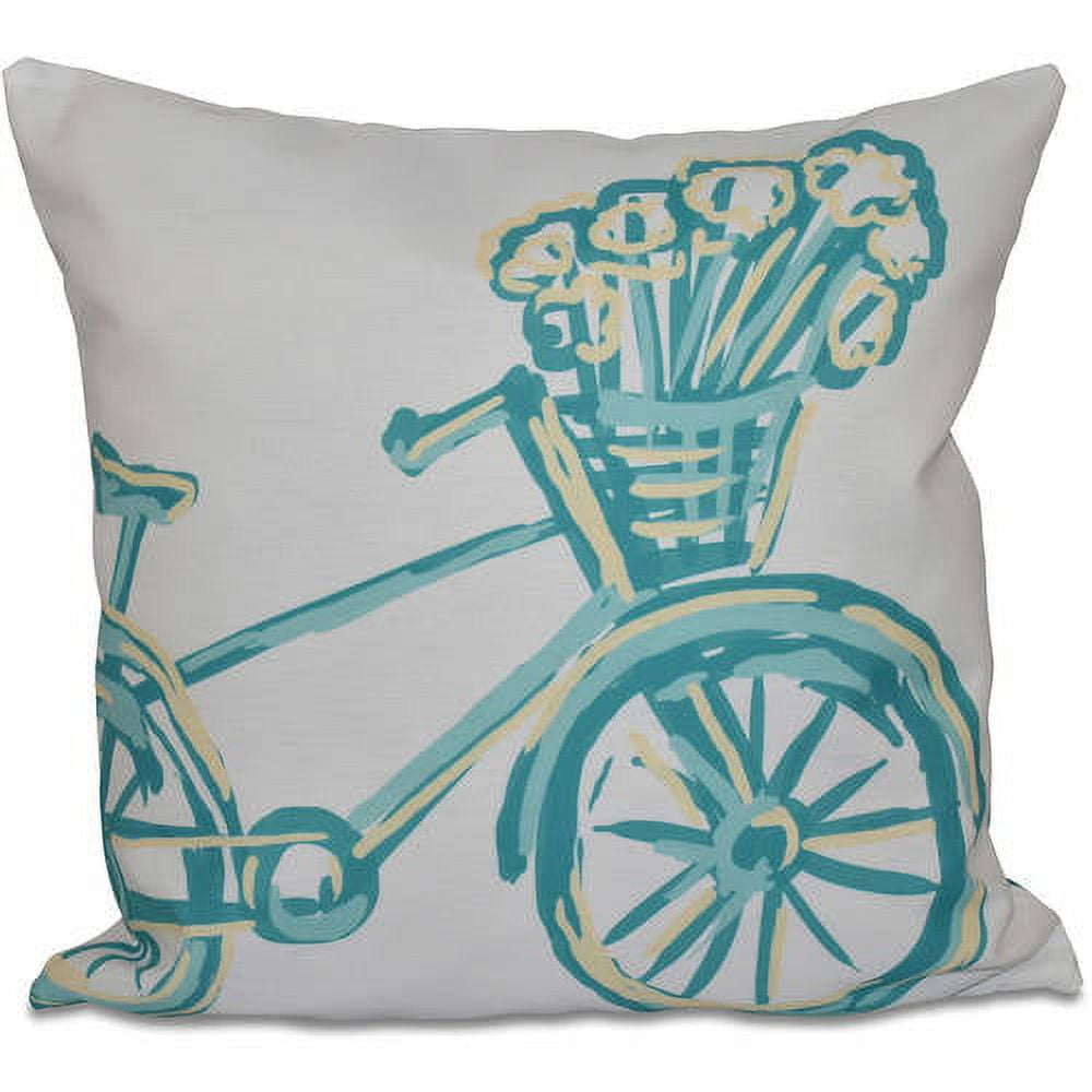 Simply Daisy 16" x 16" La Bicicleta Geometric Print Outdoor Pillow