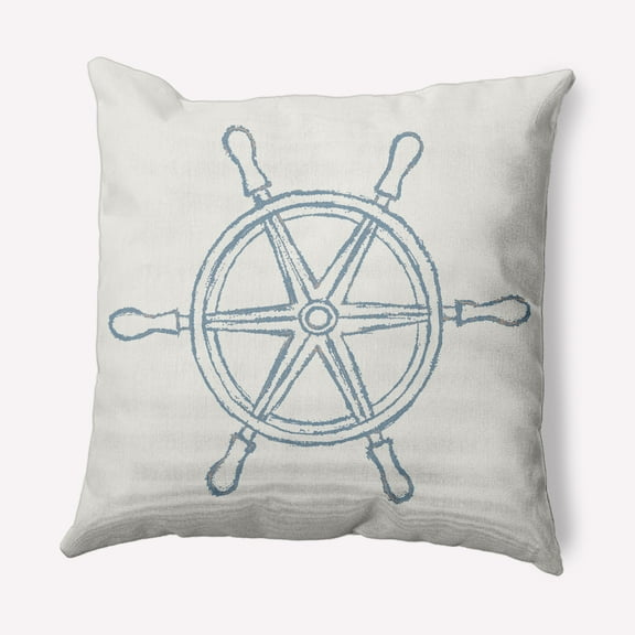 Simply Daisy 16" x 16" Large Ship Wheel Nautical Indoor/Outdoor Throw Pillow