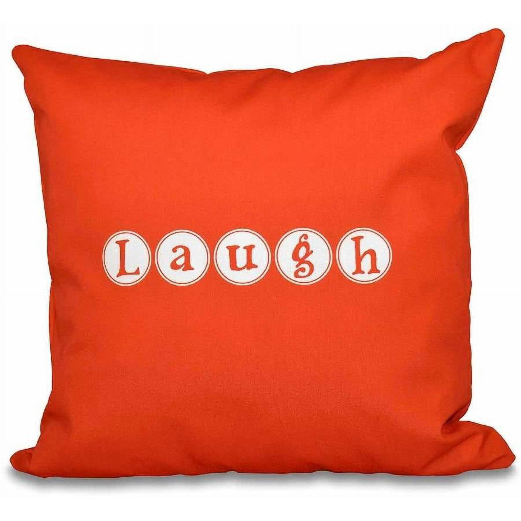 Simply Daisy 16" x 16" Laugh Word Print Pillow, Orange